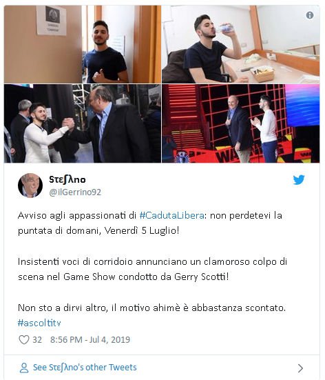 nicolò scalfi caduta libera eliminato