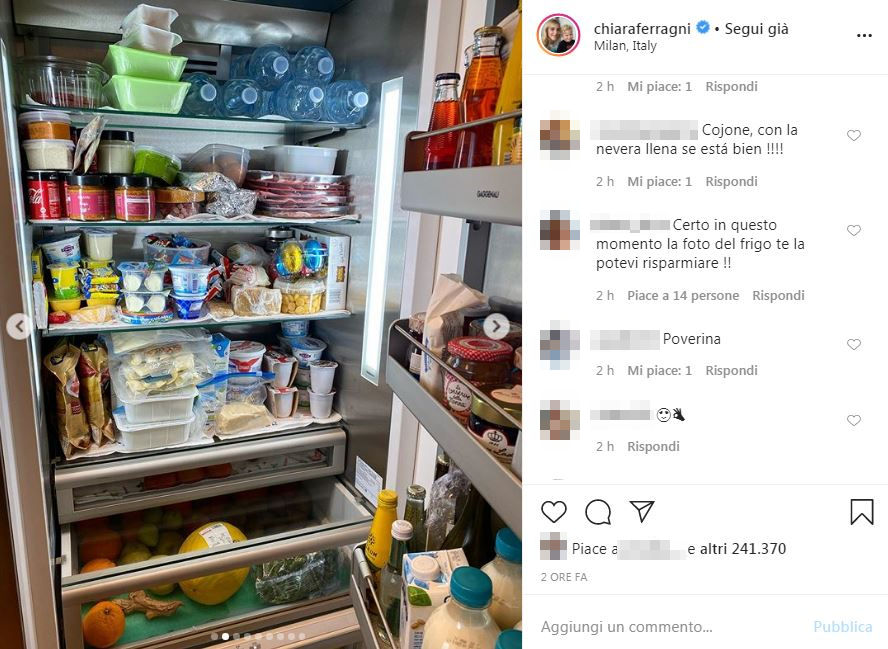 chiara ferragni frigorifero