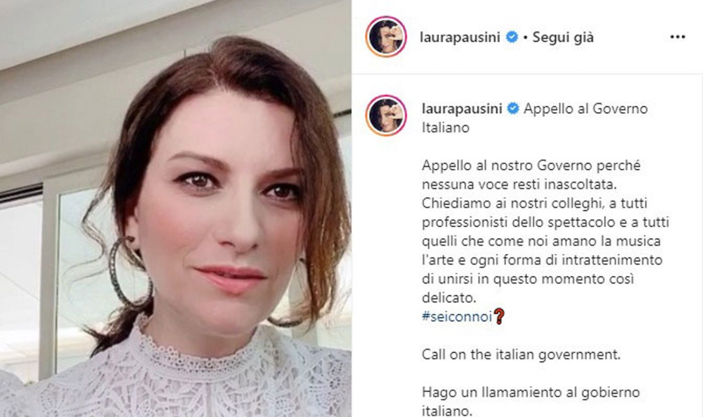 L'appello di Laura Pausini al governo