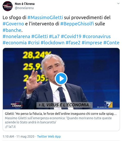 massimo giletti governo non è l'arena