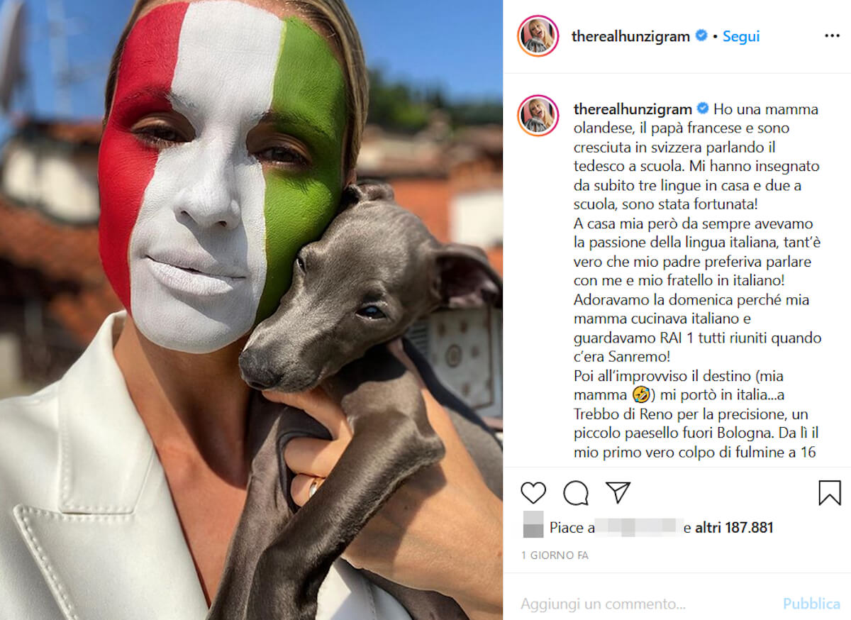 michelle hunziker selfie tricolore bandiera italia