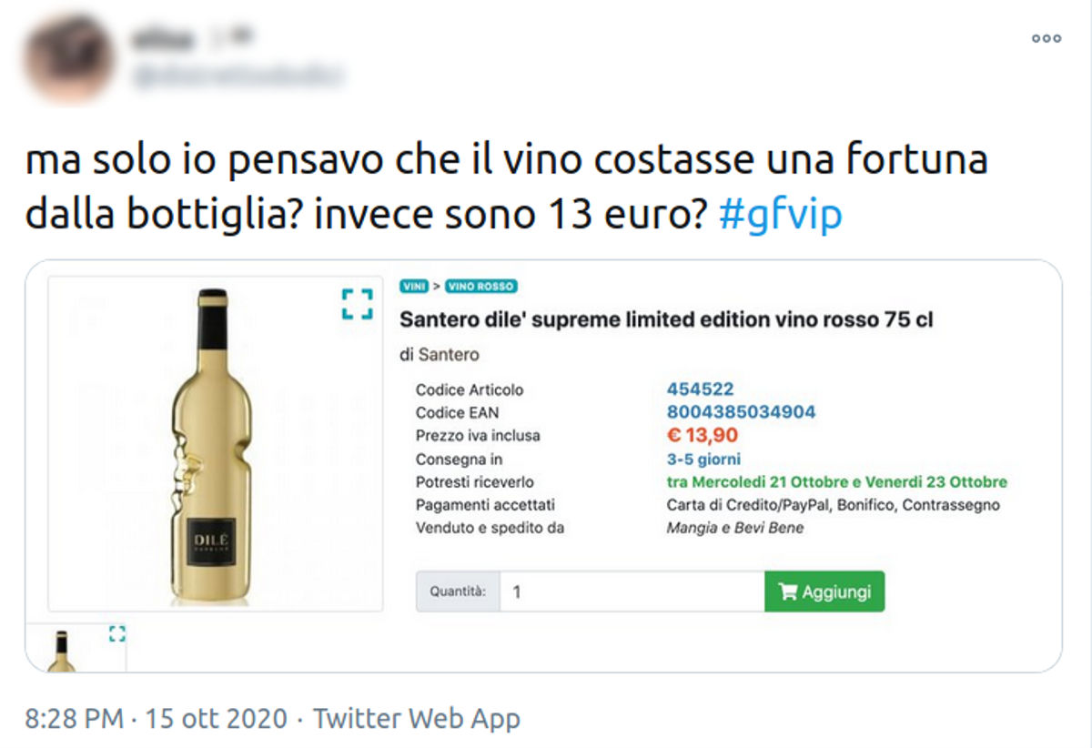 vino santero 958 grande fratello gf vip