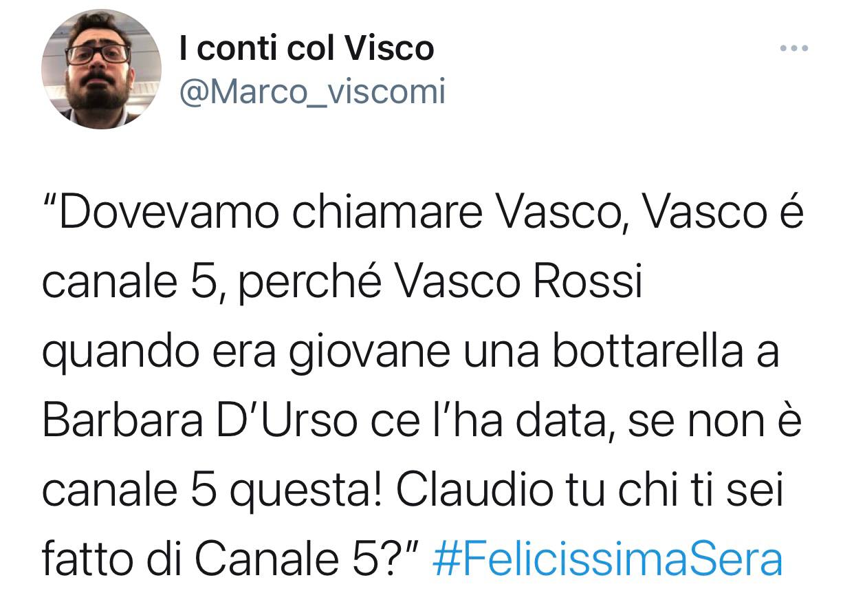 Barbara D'Urso e Vasco Rossi citati a Felicissima Sera