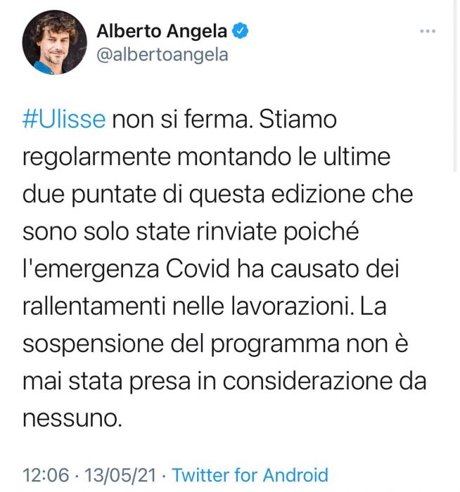 Alberto Angela su Twitter
