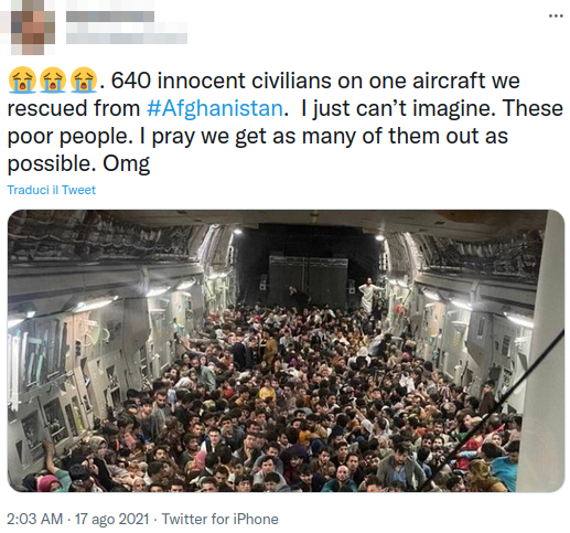 profughi afghani aereo kabul