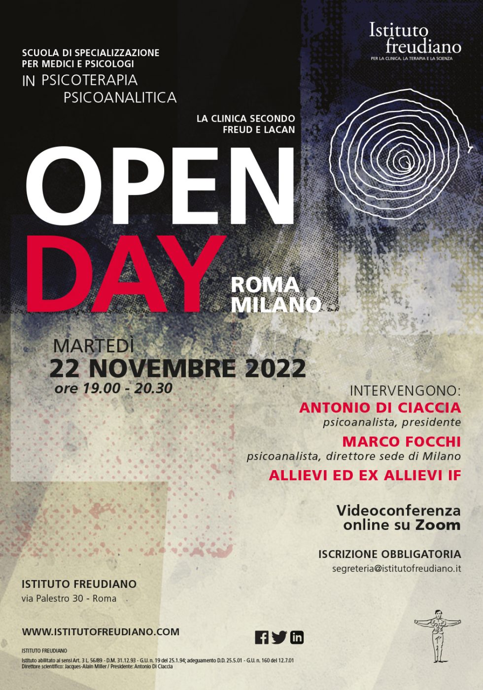 Open day Istituto freudiano Milano 22 novembre 2022