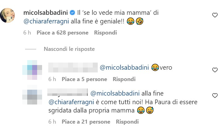 chiara ferragni reazione mamma